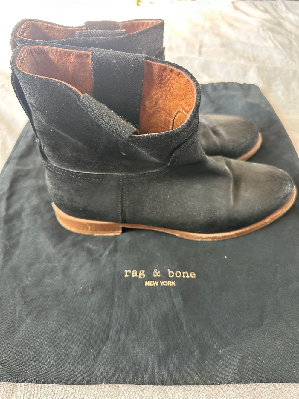 rag & bone Black Suede Pull-On Chelsea Boots